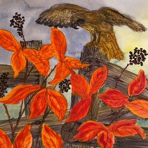 Original Watercolor 16x20 The Protector